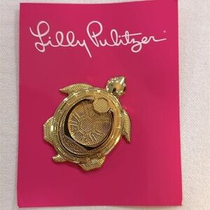 Lilly Pulitzer Gold Turtle Critter Phone Ring - NWT